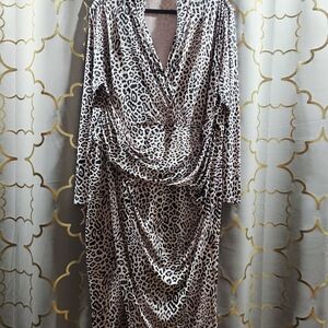 RACHEL Rachel Roy Black and Pink Animal Print Dress